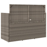Garden Bench with Cushions Grey Poly Rattan - Rear View