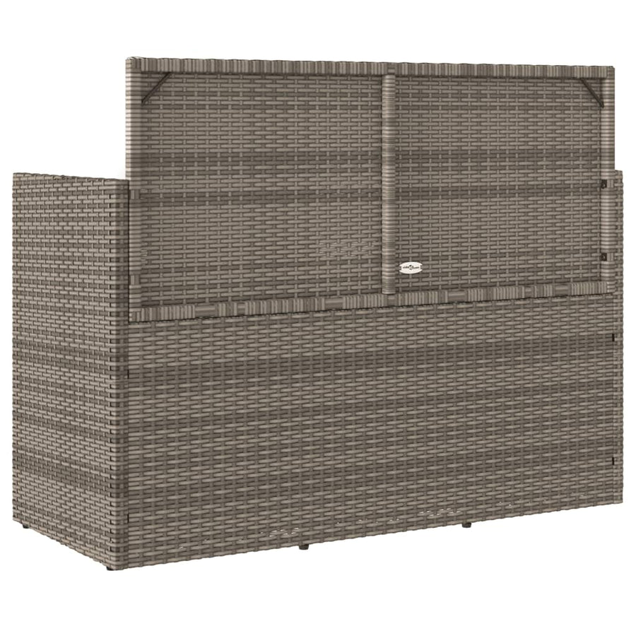 Garden Bench with Cushions Grey Poly Rattan