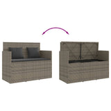 Garden Bench with Cushions Grey Poly Rattan - Close-Up Angle