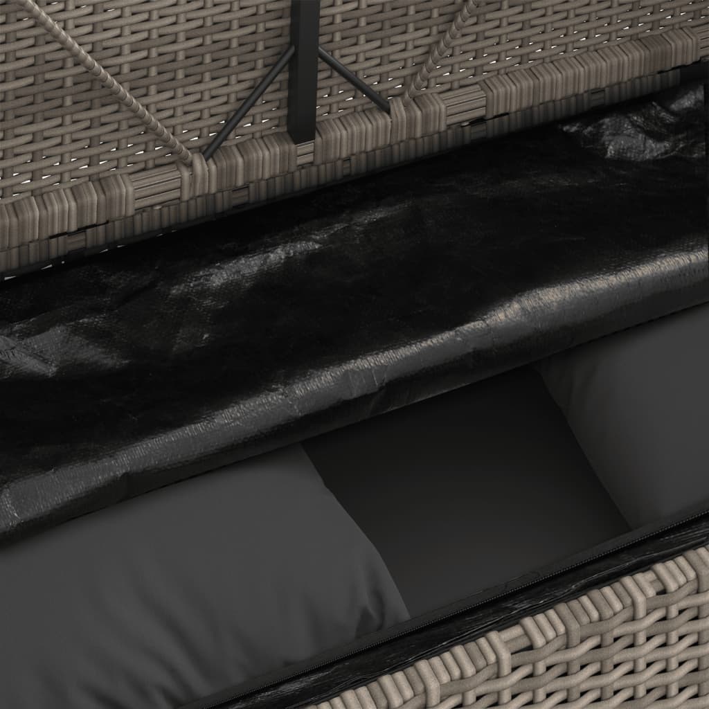 Garden Bench with Cushions Grey Poly Rattan