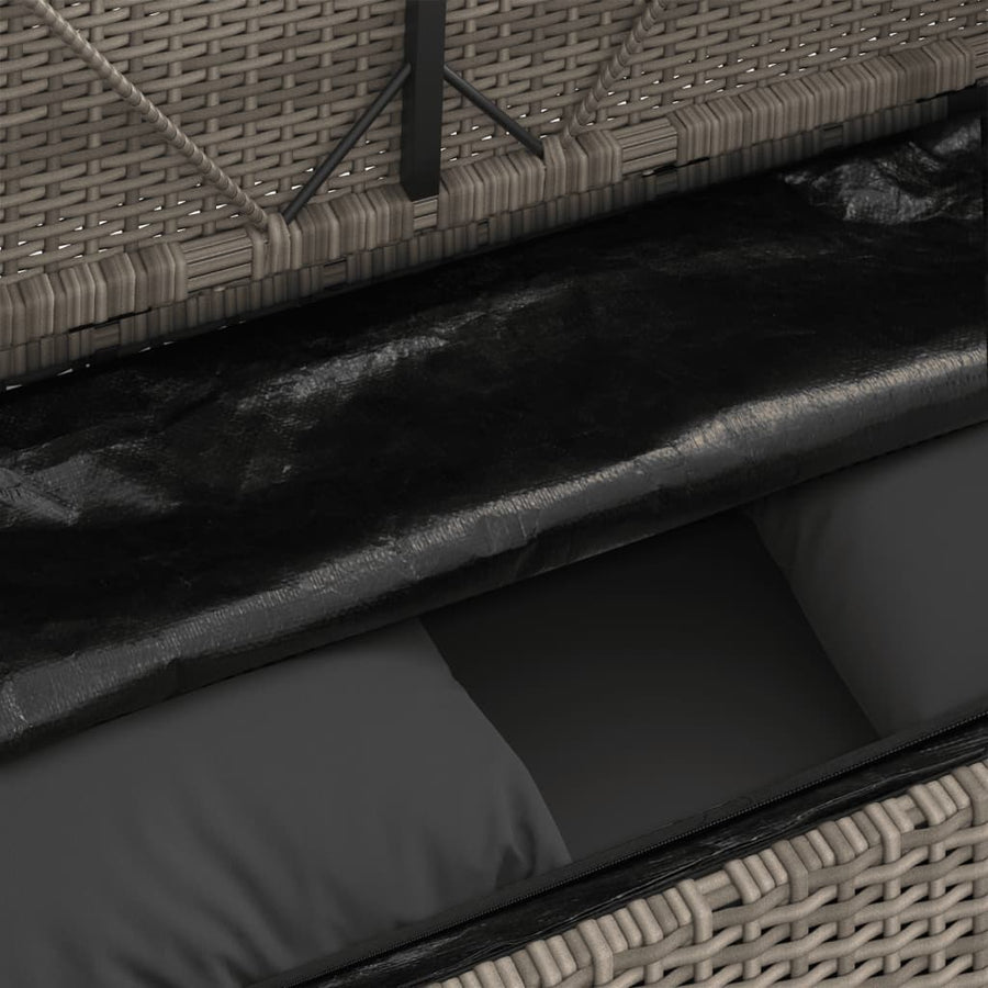 Garden Bench with Cushions Grey Poly Rattan