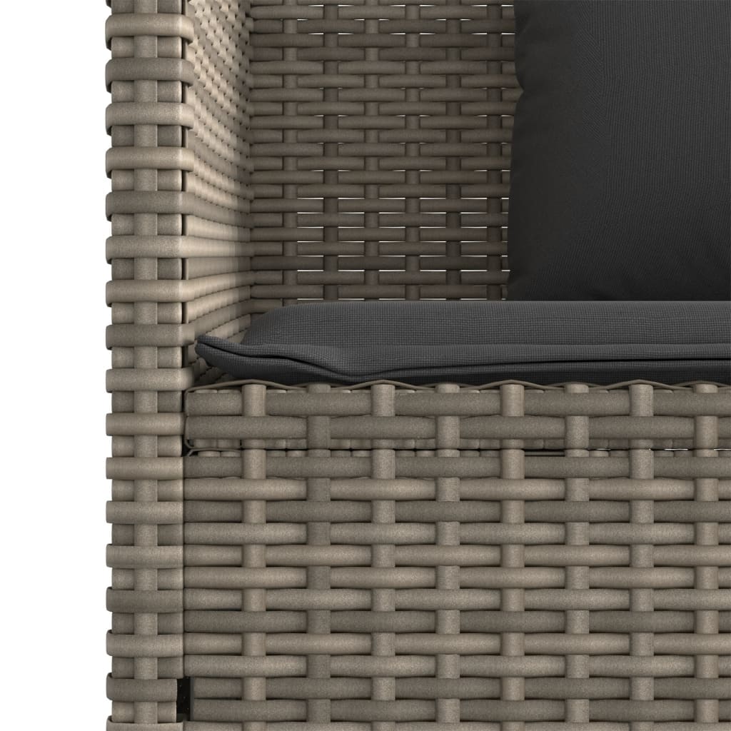 Garden Bench with Cushions Grey Poly Rattan