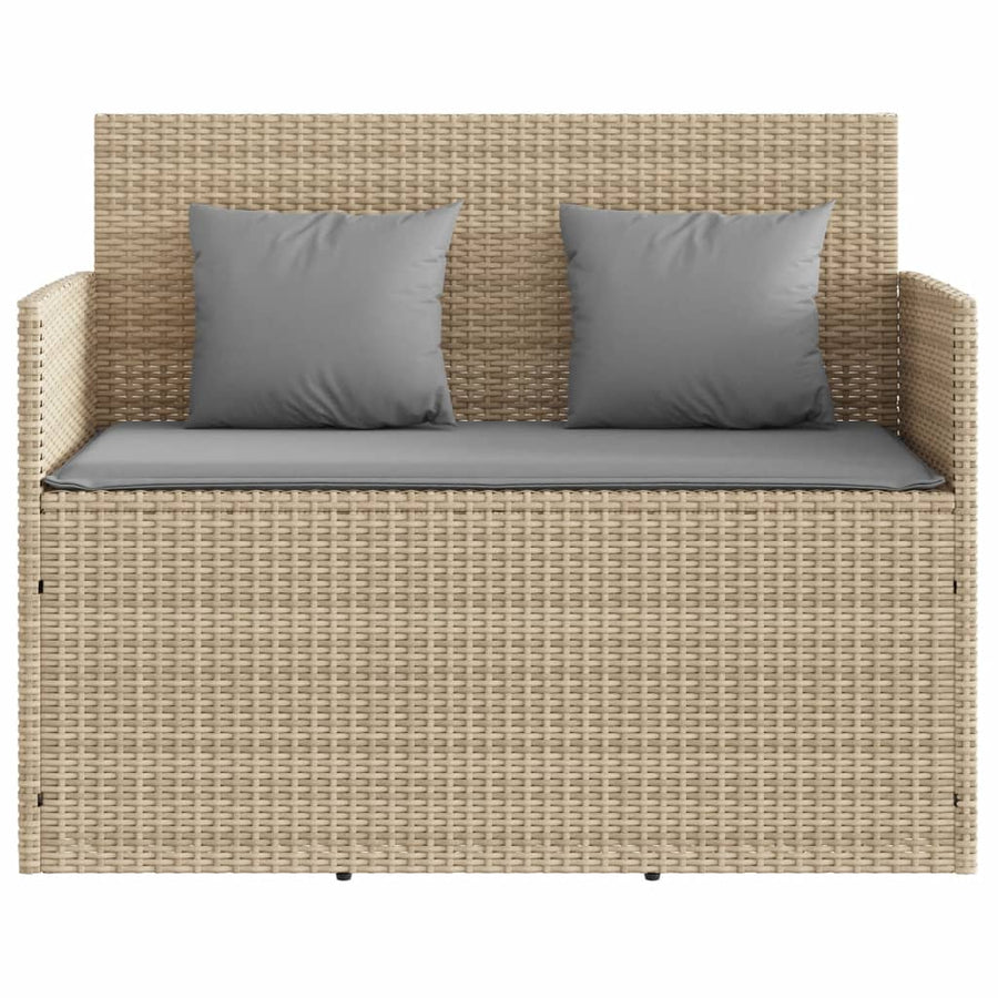 Garden Bench with Cushions Beige Poly Rattan