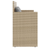 Garden Bench with Cushions Beige Poly Rattan - 45-Degree Angle