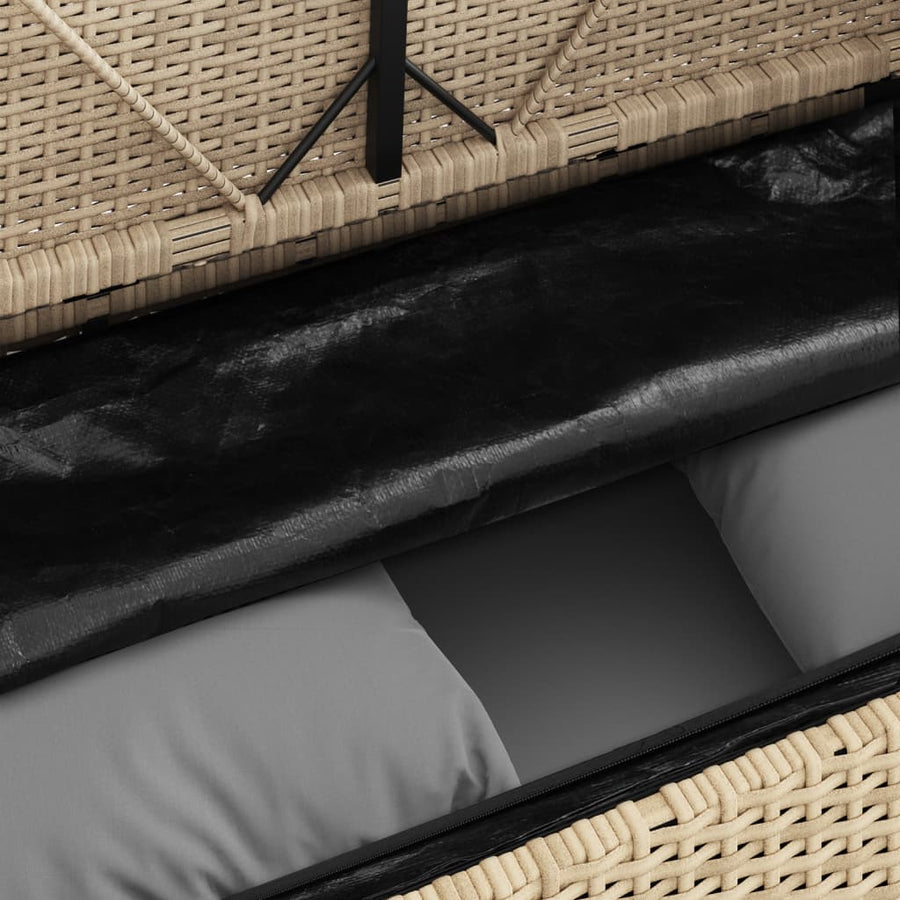 Garden Bench with Cushions Beige Poly Rattan