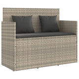 Garden Bench with Cushions Light Grey Poly Rattan - Front View