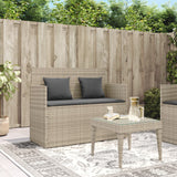 Garden Bench with Cushions Light Grey Poly Rattan - Side View