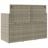 Garden Bench with Cushions Light Grey Poly Rattan - Rear View