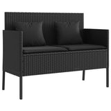 Garden Bench with Cushions Black Poly Rattan