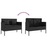 Garden Bench with Cushions Black Poly Rattan