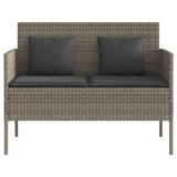 Garden Bench with Cushions Grey Poly Rattan - Top-Down View