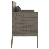 Garden Bench with Cushions Grey Poly Rattan - 45-Degree Angle