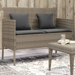 Garden Bench with Cushions Grey Poly Rattan