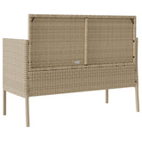 Garden Bench with Cushions Beige Poly Rattan - Rear View