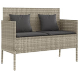 Garden Bench with Cushions Light Grey Poly Rattan