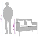 Garden Bench with Cushions Light Grey Poly Rattan - Extra Image