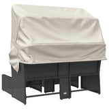 Garden Sofa 2-Seater with Canopy and Stools Black Poly Rattan - Rear View