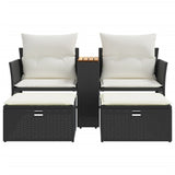 Garden Sofa 2-Seater with Stools Black Poly Rattan - Top-Down View