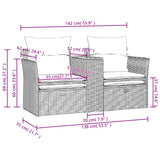 Garden Sofa 2-Seater with Stools Black Poly Rattan