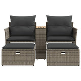 Garden Sofa 2-Seater with Stools Grey Poly Rattan - Top-Down View