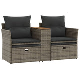 Garden Sofa 2-Seater with Stools Grey Poly Rattan - Close-Up Angle