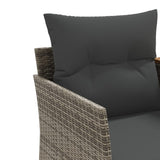 Garden Sofa 2-Seater with Stools Grey Poly Rattan - Low Angle