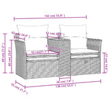 Garden Sofa 2-Seater with Stools Grey Poly Rattan