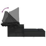 Double Sun Lounger with Canopy and Cushions Black Poly Rattan - Extra Image