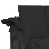 Double Sun Lounger with Canopy and Cushions Black Poly Rattan - Extra Image