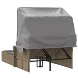 Double Sun Lounger with Canopy and Cushions Mix Beige Poly Rattan - Rear View