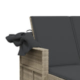 Double Sun Lounger with Canopy and Cushions Light Grey Poly Rattan - Extra Image