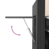 Reclining Garden Bench with Cushions Black Poly Rattan - Extra Image