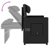 Reclining Garden Bench with Cushions Black Poly Rattan - Extra Image