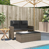 Reclining Garden Bench with Cushions Grey Poly Rattan - Side View