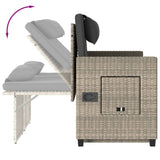 Reclining Garden Bench with Cushions Light Grey Poly Rattan - Extra Image