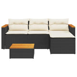3 Piece Garden Sofa Set with Cushions Black Poly Rattan - Side View
