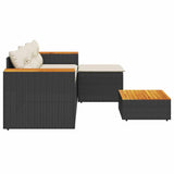 3 Piece Garden Sofa Set with Cushions Black Poly Rattan - Top-Down View