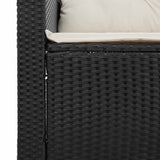3 Piece Garden Sofa Set with Cushions Black Poly Rattan - Rear View