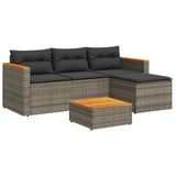 3 Piece Garden Sofa Set with Cushions Grey Poly Rattan - Front View