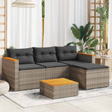 3 Piece Garden Sofa Set with Cushions Grey Poly Rattan - Side View