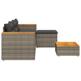 3 Piece Garden Sofa Set with Cushions Grey Poly Rattan - 45-Degree Angle