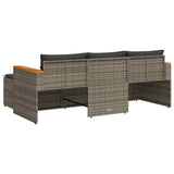 3 Piece Garden Sofa Set with Cushions Grey Poly Rattan - Rear View