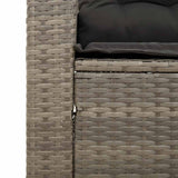 3 Piece Garden Sofa Set with Cushions Grey Poly Rattan - Close-Up Angle