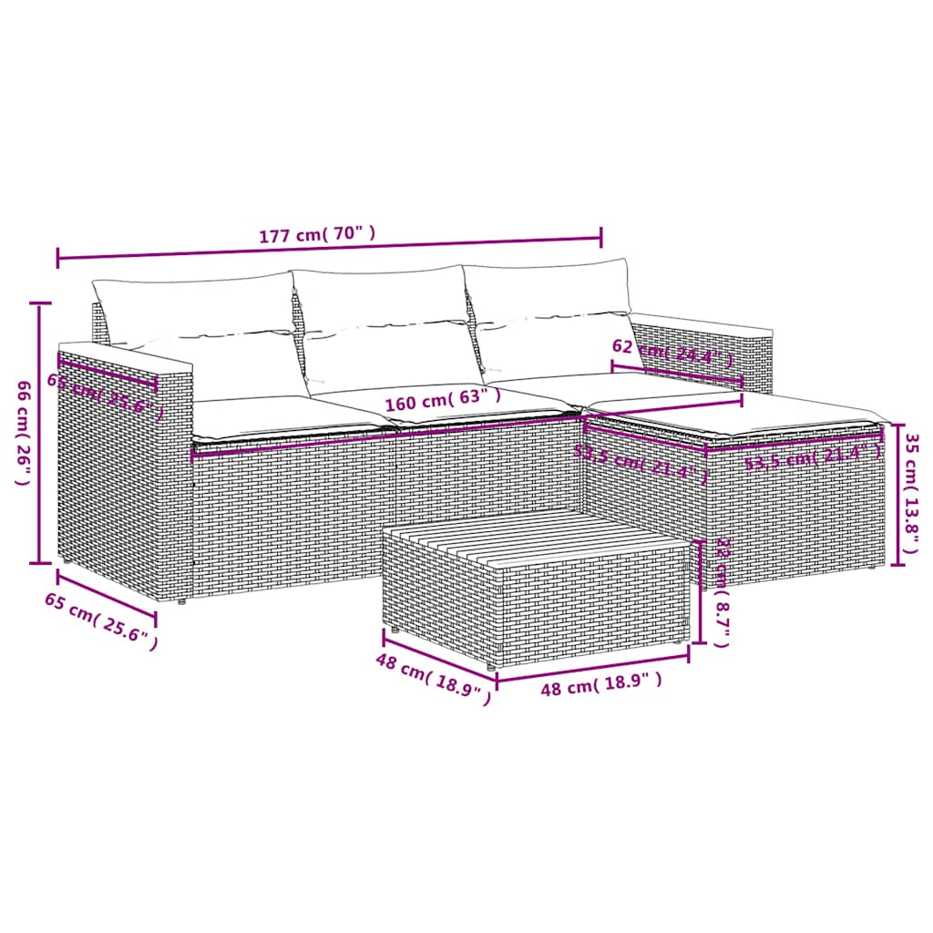 3 Piece Garden Sofa Set with Cushions Grey Poly Rattan