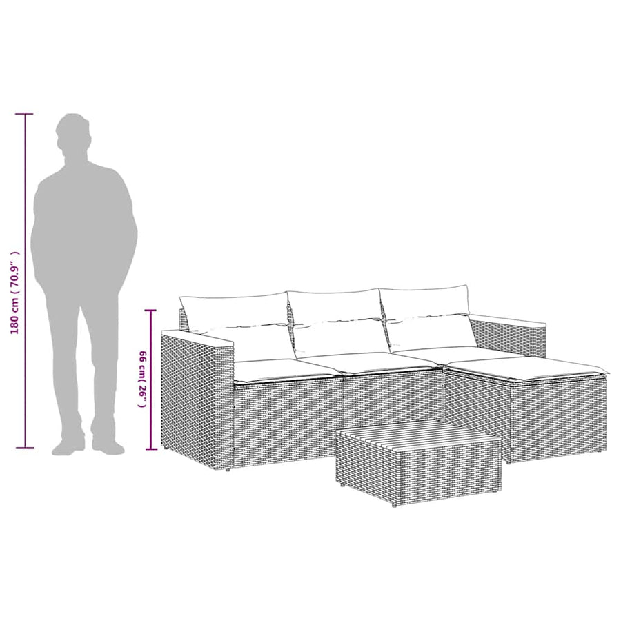3 Piece Garden Sofa Set with Cushions Grey Poly Rattan