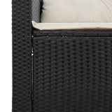 Garden Sofa with Cushions 3-Seater Black Poly Rattan - Rear View