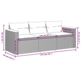 Garden Sofa with Cushions 3-Seater Black Poly Rattan - Extra Image
