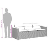 Garden Sofa with Cushions 3-Seater Black Poly Rattan - Extra Image