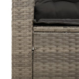 Garden Sofa with Cushions 3-Seater Grey Poly Rattan - Close-Up Angle