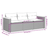Garden Sofa with Cushions 3-Seater Grey Poly Rattan - Extra Image